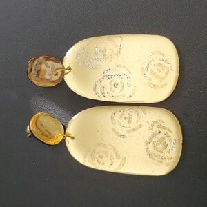 Hand-made Hand Crafted Floral Gold Vibes Resin Earrings New